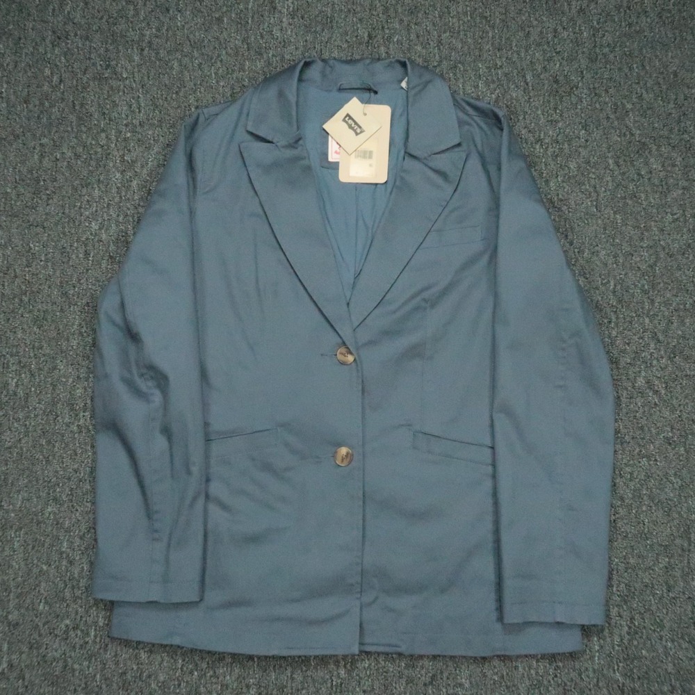Levis Blazer Womens Medium Blue Single Breasted Cotton‎ Sport Coat NWT
